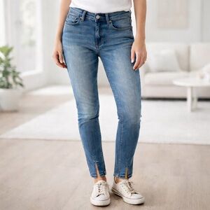 Boyish Light Blue‎ Ankle Split Hem Skinny Jeans Denim Boho Casual SIZE 24